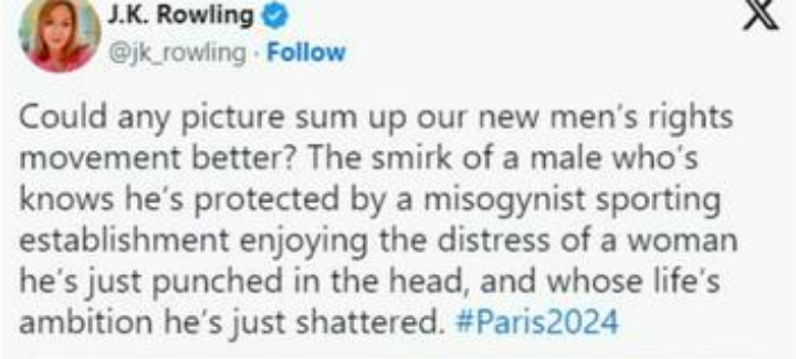 PunkyUK's tweet photo. Lol typical transphobe lies. Posting garbage without any true facts just to push her anti-trans agenda. That vile cow should move to Moscow, she would fit there nicely @jk_rowling #jkrowling #rowling #transphobe #vile #lies #uneducated #hateful #paris2024 https://t.co/qU93cpzMOj