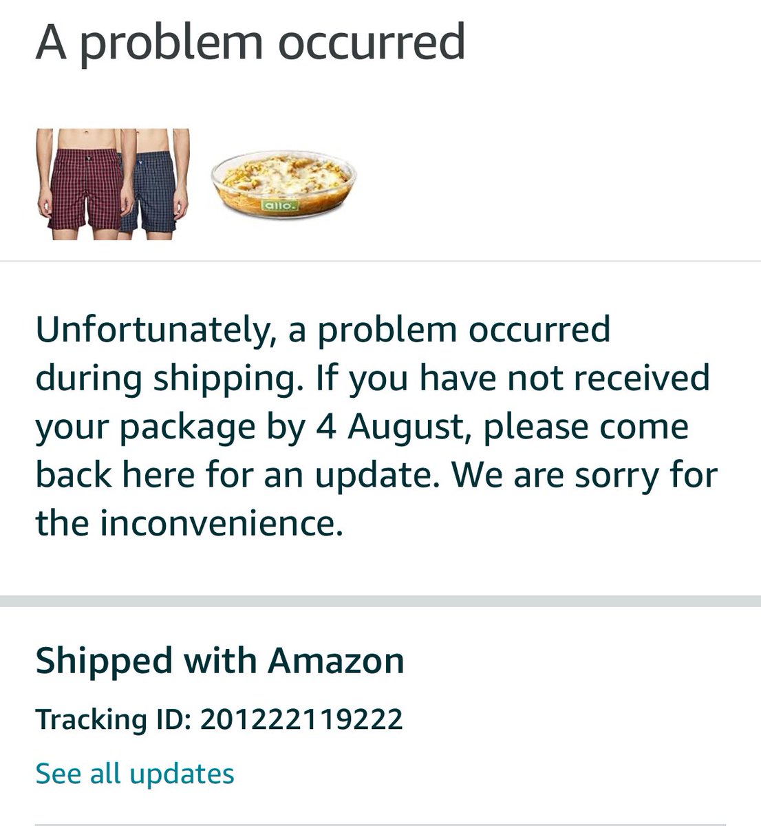 dreamhassan's tweet image. @AmazonHelp @amazonIN
I’ve faced multiple logistical issues with a shipment stuck at your Panjim station since June 25. Numerous calls to customer care have yielded no resolution. Replacement items are also delayed, and a return pickup was never made.#AmazonIndia #LogisticsIssue