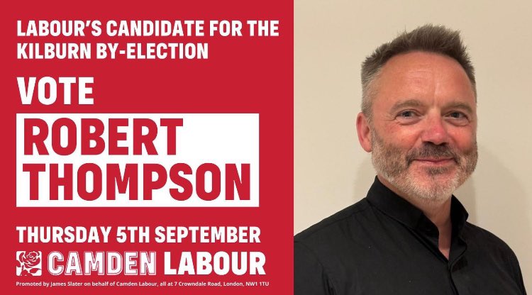 Great to welcome <a href="/Rgt71Robert/">Robert Thompson (he/him)</a> Thompson as <a href="/CamdenLabour/">Camden Labour 🌹</a> candidate for the Kilburn by-election, along with <a href="/TulipSiddiq/">Tulip Siddiq</a>, <a href="/NanoucheU/">Councillor Nanouche Umeadi</a> and <a href="/EddieHanson/">Cllr Eddie Hanson - MBA, BSc</a>.

#VoteLabour on 5 September.