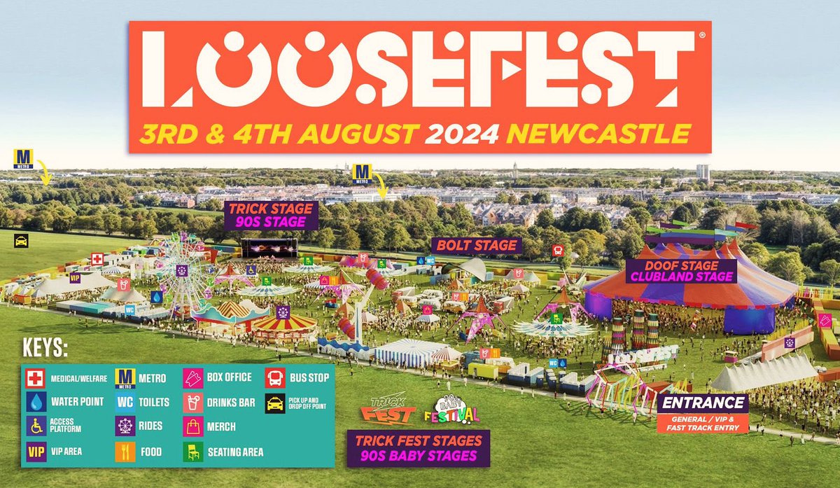 🌎🎪 LOOSEFEST 2024 SITE MAP 🎪🌎

Check out our amazing 2024 site map for this years set up, the perfect location with transport drop offs right on our door step with Metro's and Buses! 🚌🚇

3 arenas, huge funfair &amp; food village, see you all this weekend!!! 🎪🎡