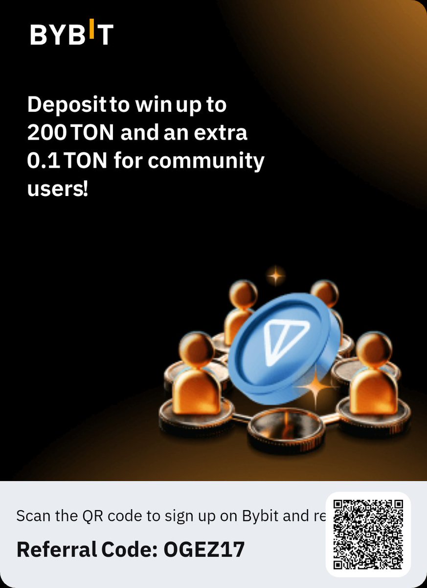 Deposit to win up to 200 TON and an extra 0.1 TON for community users! bybit.cloud/promo/campaign…