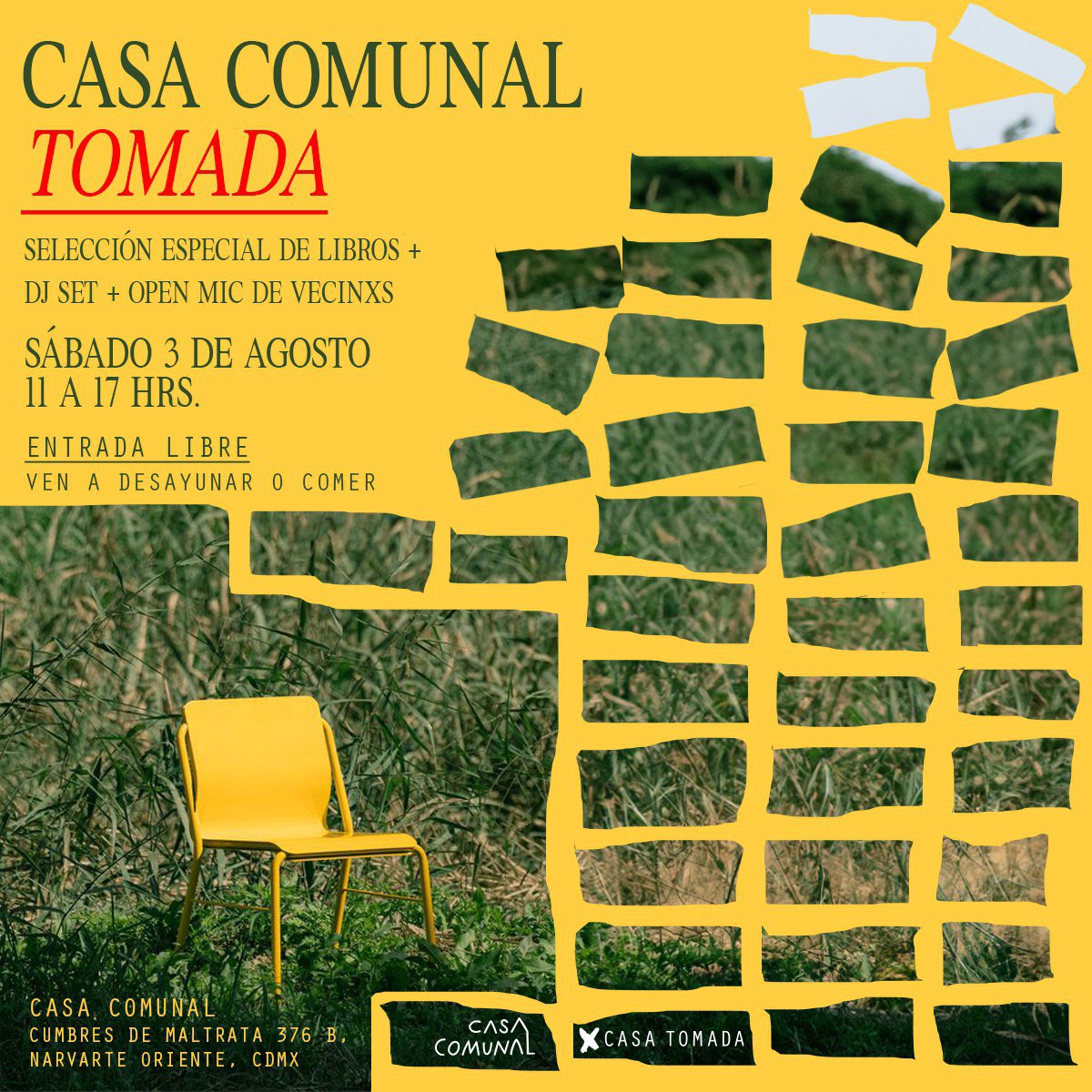 El plan de este sábado es venir a Casa Comunal, una cafetería deliciosa en la Narvarte.  Llevaremos una selección de libros, música y micro abierto. 💛

¿Nos acompañan?