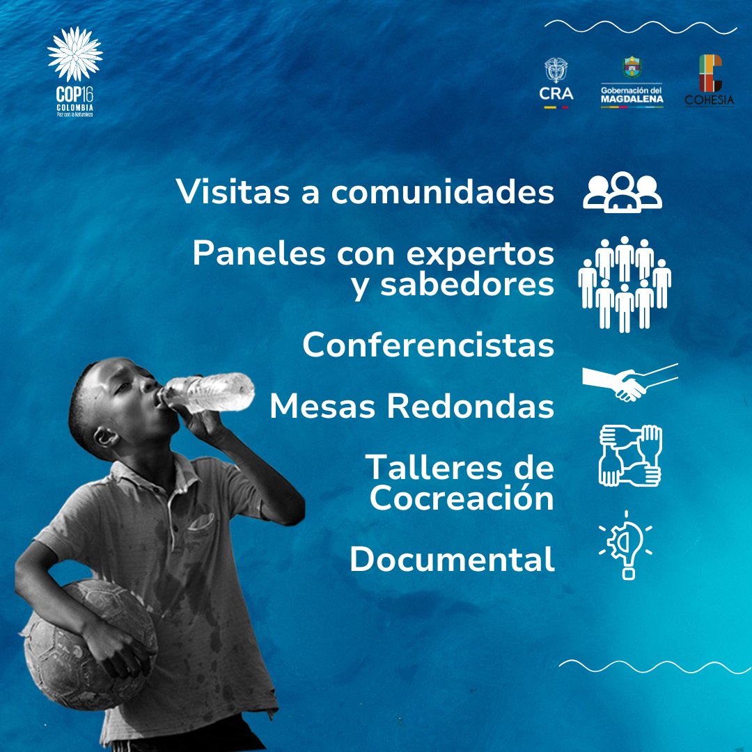 🌍¡Únete a nosotros para construir juntos una agenda común por el💧y la diversidad biológica 🌳 y cultural 🎭 con proyección internacional! Participa en el evento previo a la #COP16: "El Agua como Bien Común, Experiencias y Articulaciones para una Agenda de Vida". Invitan 👇