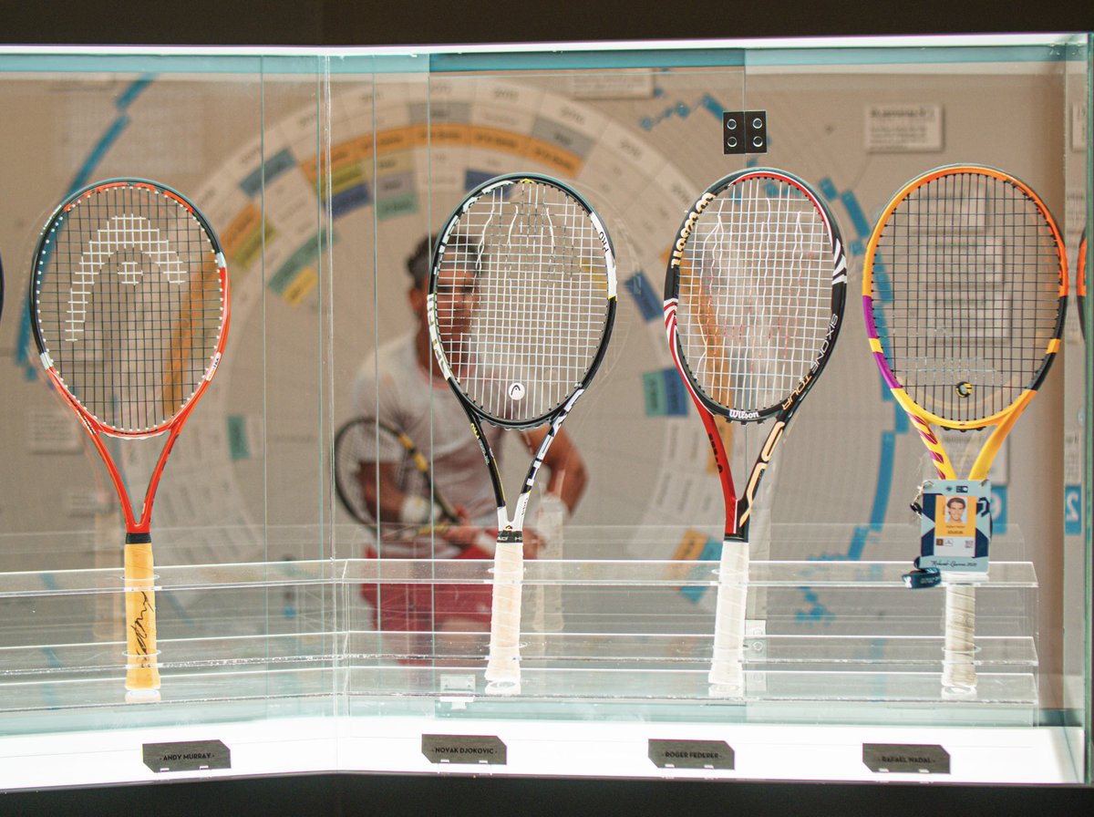 rnadalacademy's tweet photo. Dear @andy_murray…. We are very sad to see you retire 🥹, but we are lucky to have a piece of your career in the Rafa Nadal Museum! It’s ❤️ to have the rackets of the BIG 4️⃣ together! VAMOS! https://t.co/hc54XLXrBs