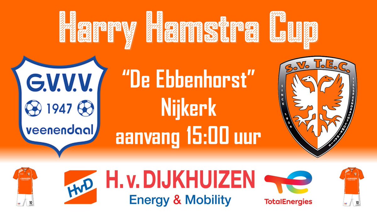 sv_TEC's tweet photo. Zaterdag 3 augustus komt TEC voor de derde keer in actie in de strijd om de "Harry Hamstra Cup" in Nijkerk op sportpark De Ebbenhorst is ditmaal @GVVV de tegenstander
#gvvtec #HHCup #DG https://t.co/rlBS64nOFE