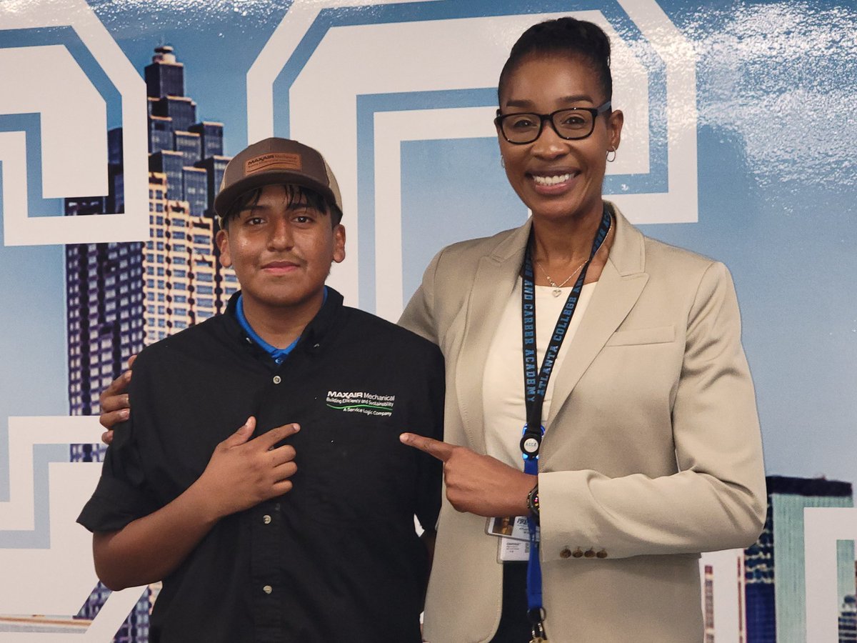 PrincipalACCA's tweet photo. Meet Isaac Sanchez, May 2024 @apsDouglassHigh graduate and @AtlantaCCAcad HVAC pathway completer!  Isaac passed the HVAC  End of Pathway Assessment and received his universal certification in HVAC.  He was hired by Maxair Mechanical shortly thereafter.  So proud! https://t.co/BSiXOotQwo
