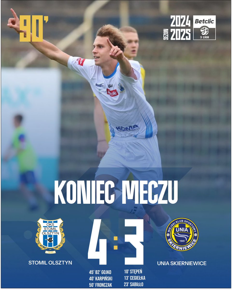 StomilOlsztynSA's tweet photo. ONI TO ZROBILI! Z 0:3 NA 4:3! Mamy pierwszy komplet punktów! ⚪️🔵
- - - 
#STOUNI 4:3 https://t.co/8K76zk1ngd