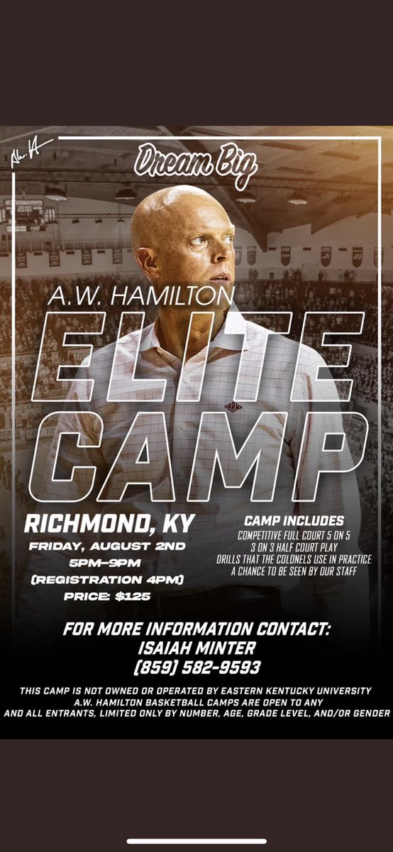 Can’t wait to compete today at EKU elite camp <a href="/CoachAWHamilton/">A.W. Hamilton</a> <a href="/Matthew1983/">J.M Hurt</a> <a href="/EKUHoops/">EKUHoops</a>