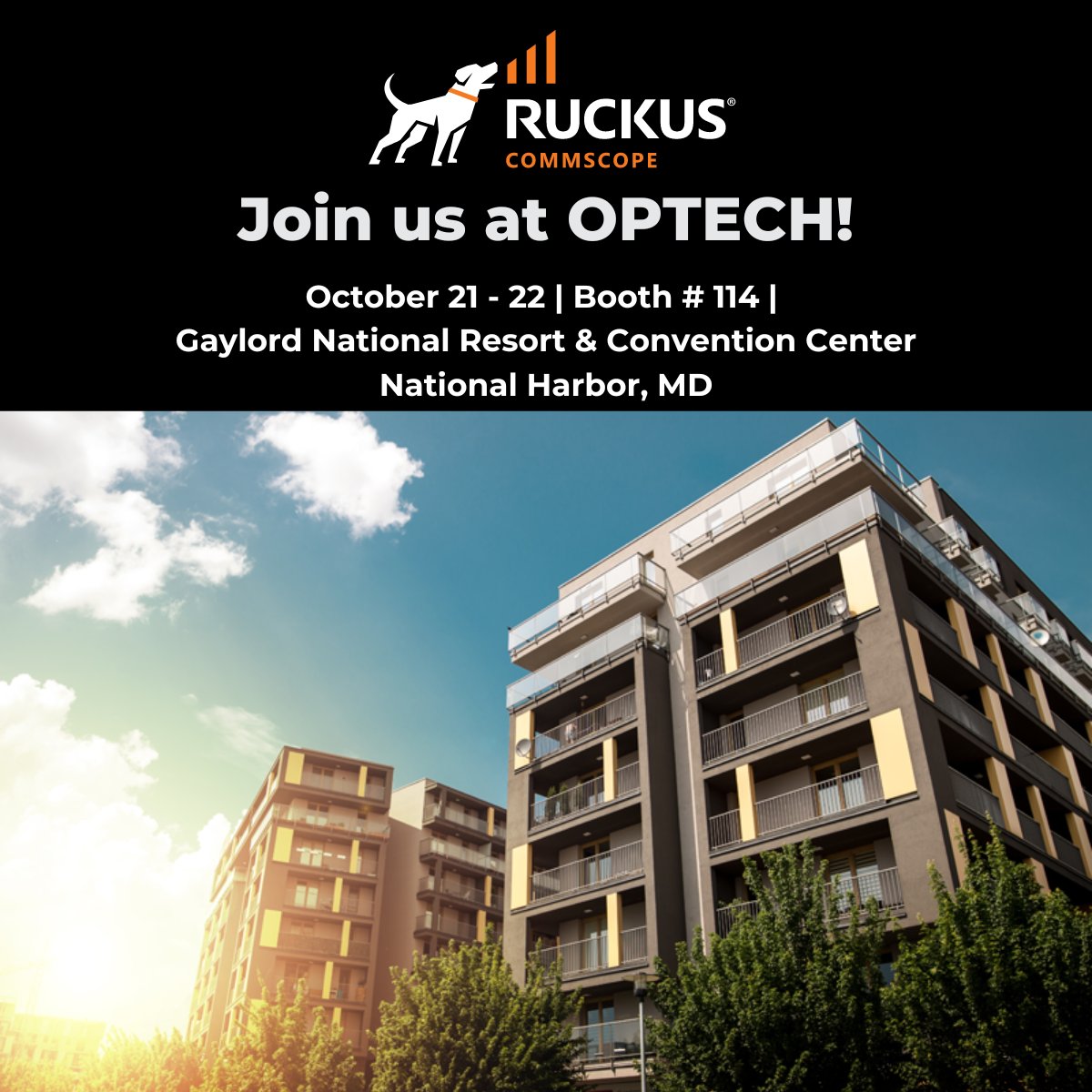 ruckusnetworks's tweet image. #RUCKUS is exhibiting at #OPTECH2024! 🚀 Visit Booth #114 to explore our latest #MDU networking innovations. Meet our experts, learn about seamless connectivity, and see how we can elevate your projects. See you there! ruckusnetworks.com/events/optech-…