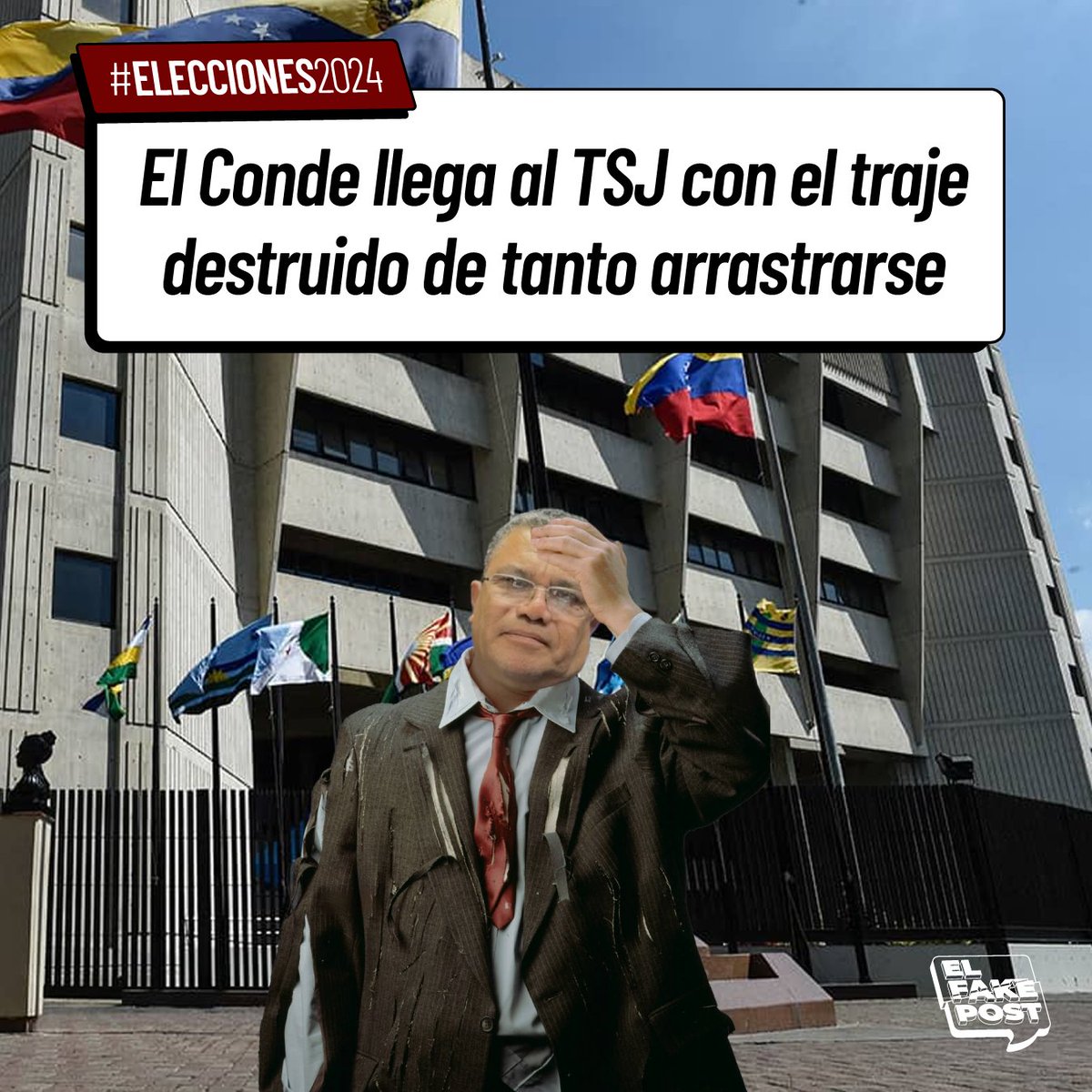 #ELECCIONES2024 El Conde llega al TSJ con el traje destruido de tanto arrastrarse.