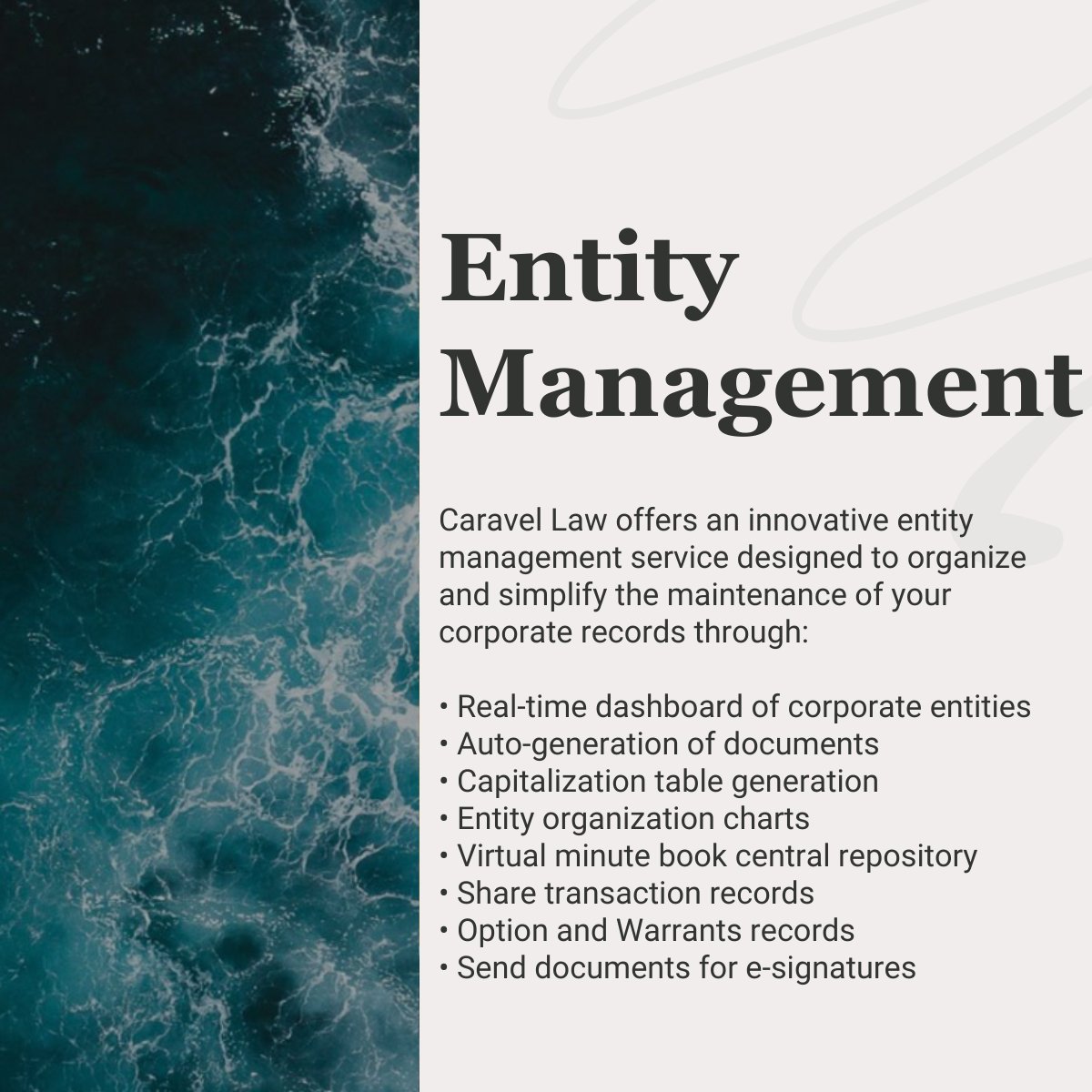We want to simplify entity management for you! Trusted by over 230 companies, Caravel takes a digital approach to administering corporate legal work with accuracy, efficiency, and control.

Learn more today! Get in touch with our Client Happiness Team: caravellaw.com/connect/