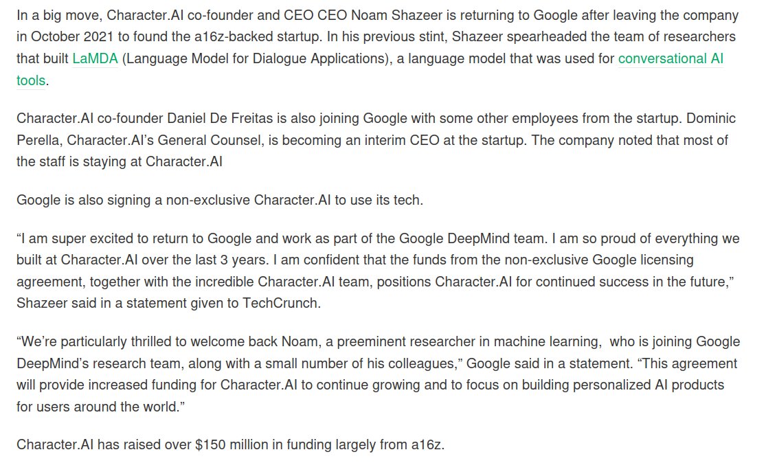 - GDM is now leading the AGI race
- Llama3.1 changed everything and Llama4 is the most important model in the world right now in terms of potential impact (short of AGI has been achieved internally announcements) 
- real talk, if Character.ai with Noam can't make it on