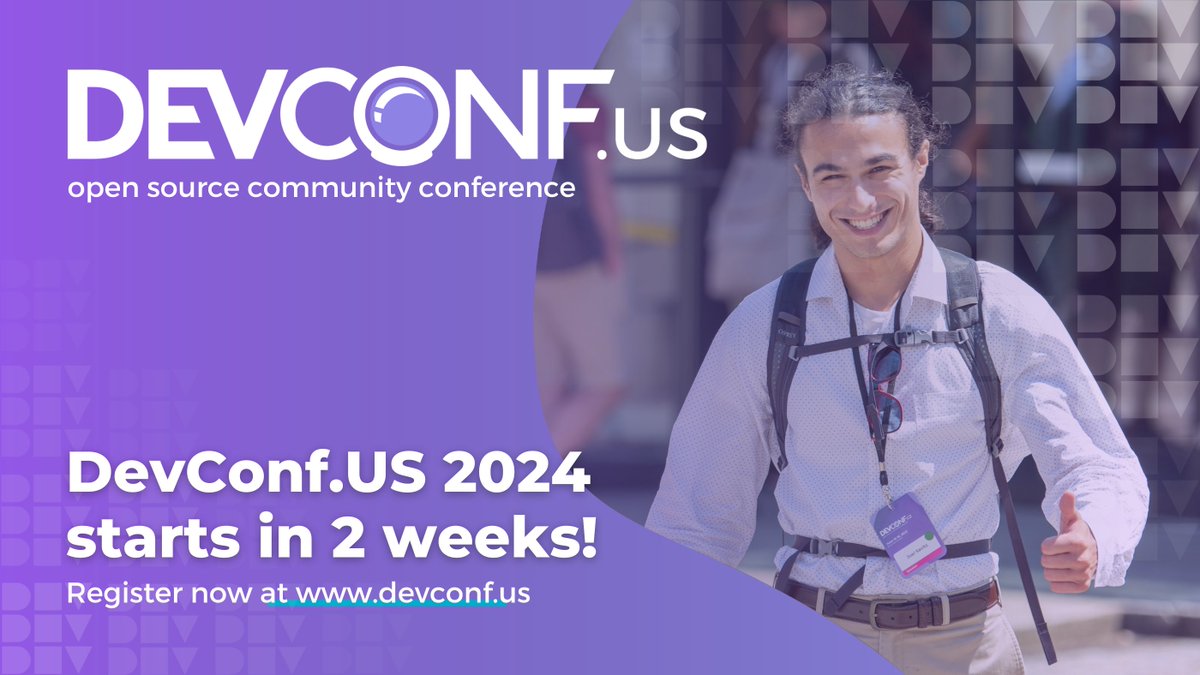 devconf_us's tweet image. Less than two weeks for DevConf.US 2024 to start. Register NOW! 
devconf.info/us/#registrati…

#DevConfUS2024 #definefuture #opensource #free #community #conference