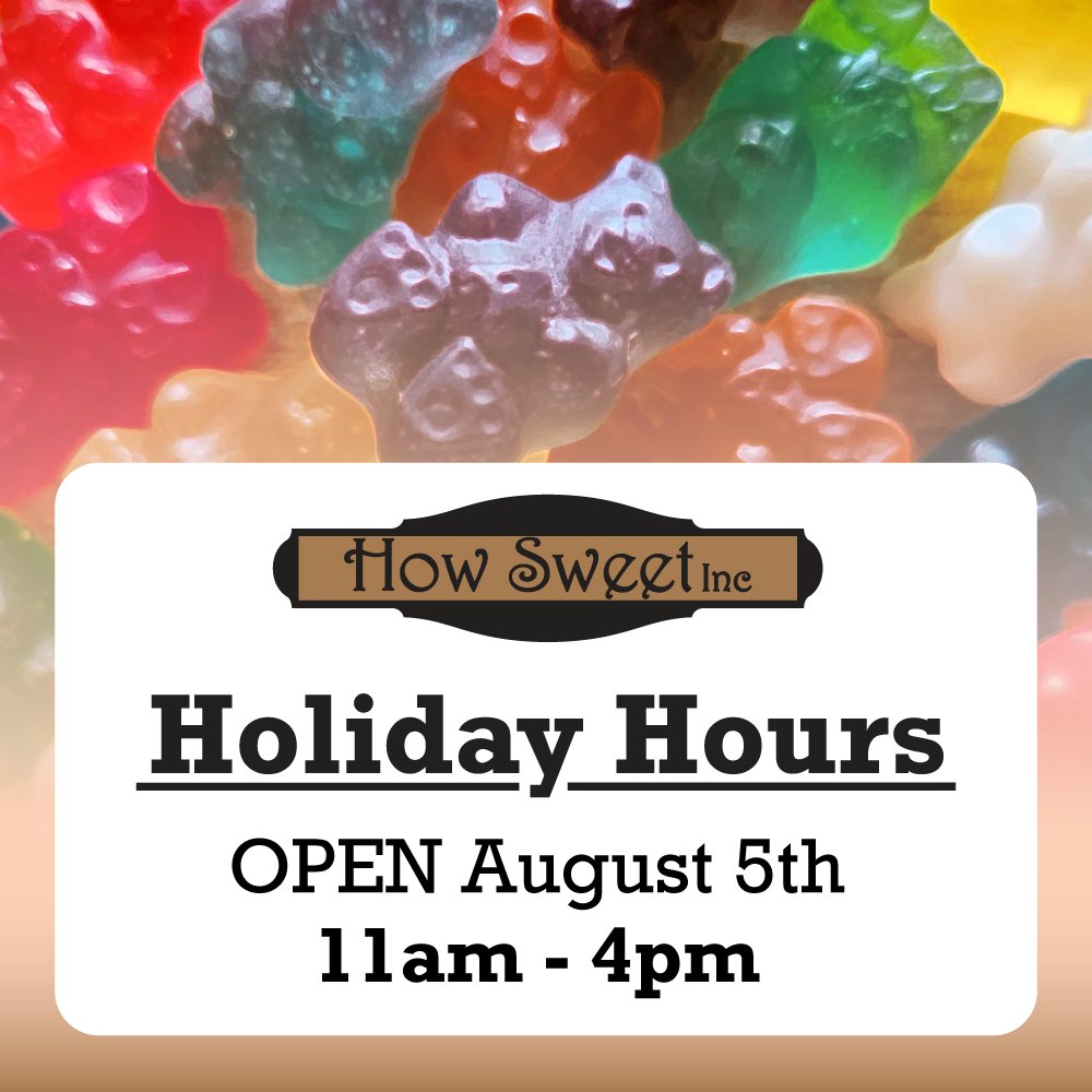 How Sweet Inc. will be open for reduced hours on Monday, August 5th for Heritage Day. If you need any sweet treats to help celebrate, we'll be open from 11am through 4pm, with normal hours resuming on Tuesday. Have a fun weekend everyone!

 #yql #lethbridge #lethbridgecandyshop