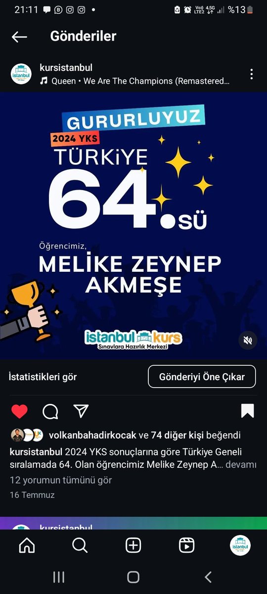 2024 YKS sonuçlarına göre Türkiye Geneli sıralamada 64. Olan öğrencimiz Melike Zeynep AKMEŞE'yi tebrik eder başarılarının devamını dileriz👏

#bursakurs #bursasınav #sınavahazırlık #bursalise #sınavbursa #bursalgs #bursayks #bursatyt #bursaayt  #türkiyederecesi