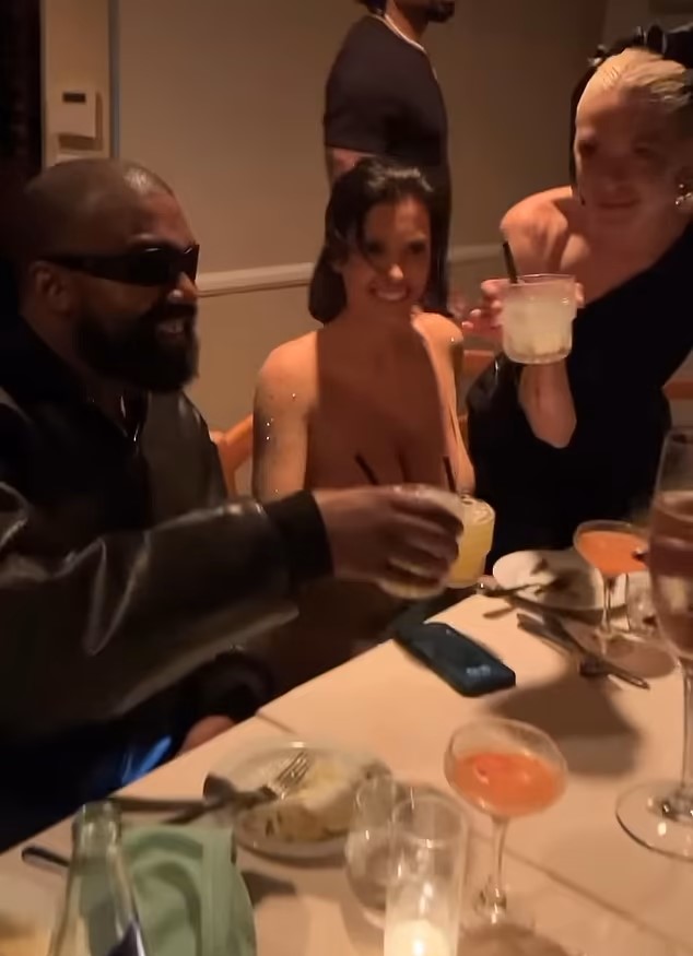 bianca censori birthday dress Kanye West Plants Face in Bianca Censori's Bosom at Birthday Party in Maldives