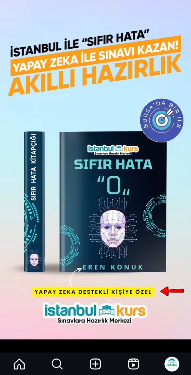 Bursa'nın Kurs merkezinde kişiye özel Sıfır hata kitapçığı sayesinde sınav başarısını %100 e çıkarmayı hedefliyoruz🤩

Sende aramıza hemen katılmak için
 0224 220 58 82 nolu WhatsApp hattımızdan bize yaz❗
#bursakurs #bursasınav #istanbulkurs #istanbuldershanesi #YapayZeka