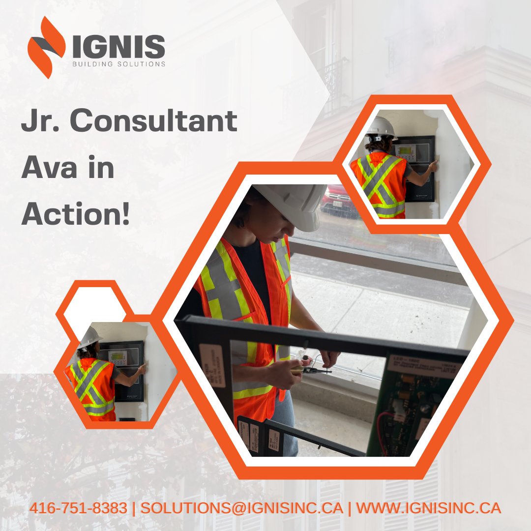 👍 Jr. Consultant Ava Ammendolia on site for a CAN/ULC-S537 verification.

The CAN/ULC-S537 standard verifies that new or modified fire alarm systems and components are installed properly and working correctly. 
Schedule yours today!
solutions@ignisinc.ca