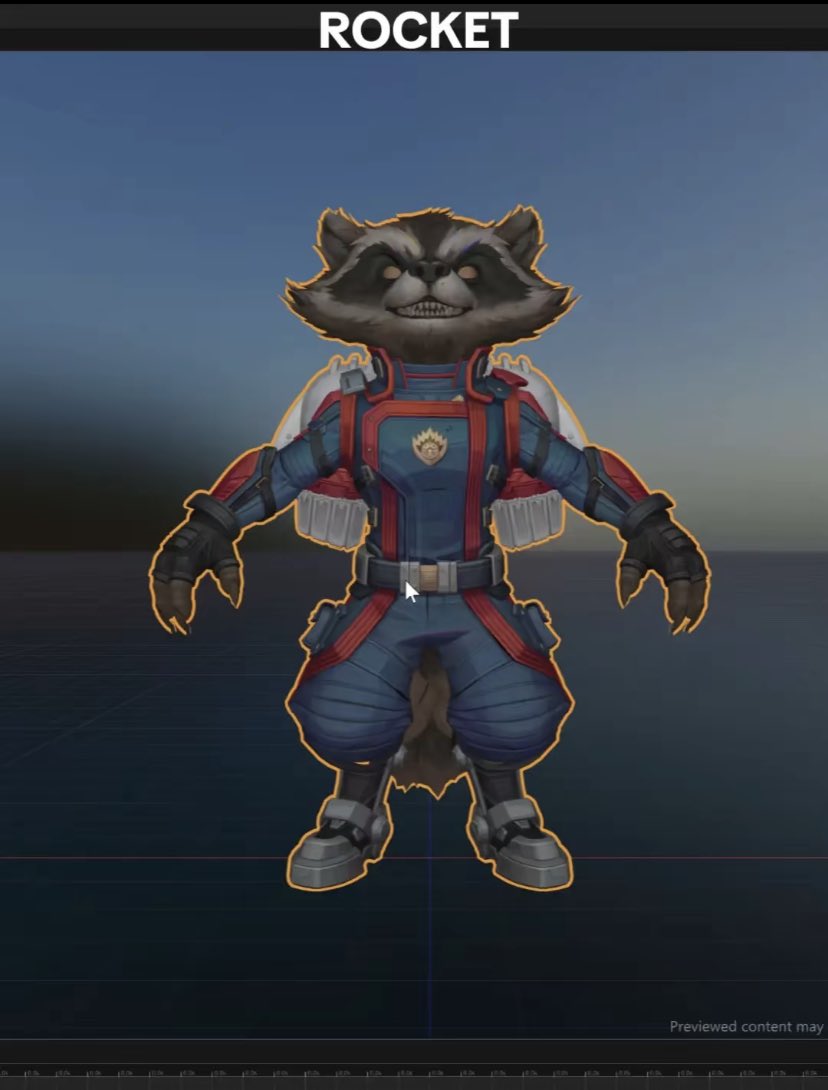 rocketthinker's tweet image. Rocket Raccoon Volume 3 Skin for Marvels Rivals (Releasing early next year)