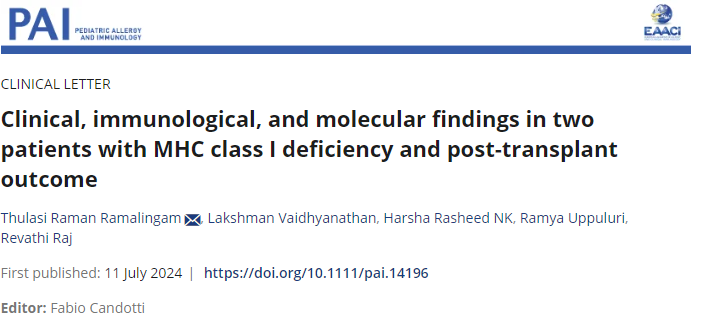 pai_eaaci's tweet photo. Don't miss the opportunity to read the #clinicalletter “Clinical, immunological, and molecular findings in two patients with #MHCclassI deficiency and #posttransplant outcome” in the #pai_Journal. 🔗 https://t.co/9e0uiFy3Li #MHCI #genetics #HSCT #immunodeficiency
@Thulas31081987 https://t.co/3eDMHwCH6d