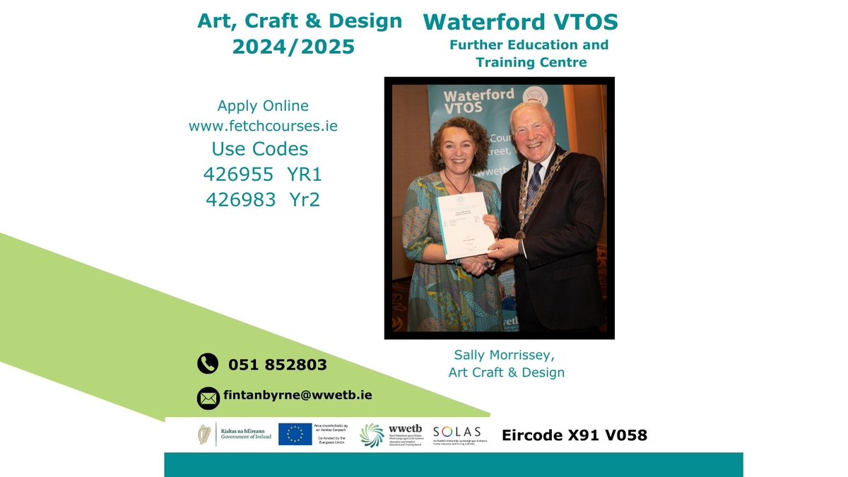 New Applications Welcome for Art Craft &amp; Design 2024/2025 Click on Link to Apply and enter code Ref: 426955/426983 fetchcourses.ie/course/finder... #Craft #jewellery #art #Metalwork #designer #business #woodworkdesign #drawing #computeraideddesigns #painting #upcycling #wwaegs