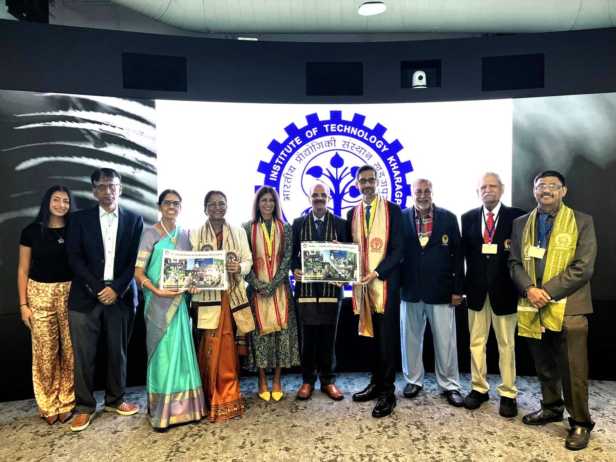 IITKgp's tweet image. In a momentous occasion of pride @IITKgp honoured Shri @sundarpichai with Doctor of Science (Honoris Causa) Award & Mrs. Anjali Pichai with Distinguished Alumnus Award in San Francisco.He said 'Last week I was grateful to receive an honorary doctorate from my alma mater @IITKgp.'