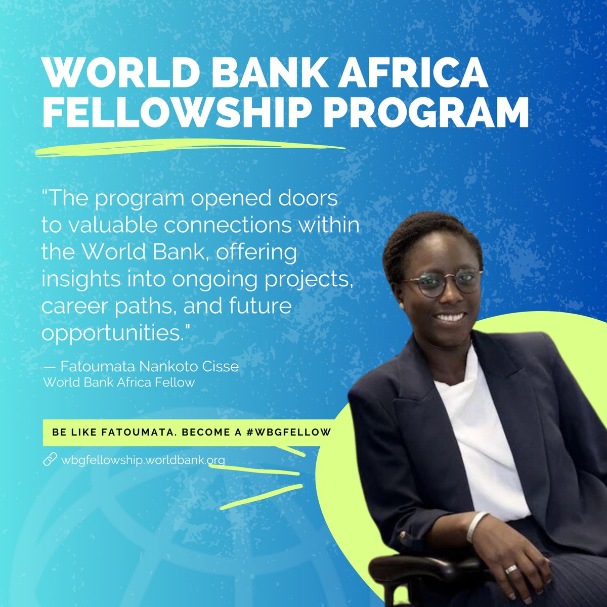 Have you applied to the <a href="/WorldBankAfrica/">World Bank Africa</a> Fellowship Program?
The Program is now open for applications. Don't miss your chance to contribute to development!
Women, your involvement is key—apply now and make a difference! wrld.bg/G7RR50SL0sU
Deadline: August 25 #WBGfellows