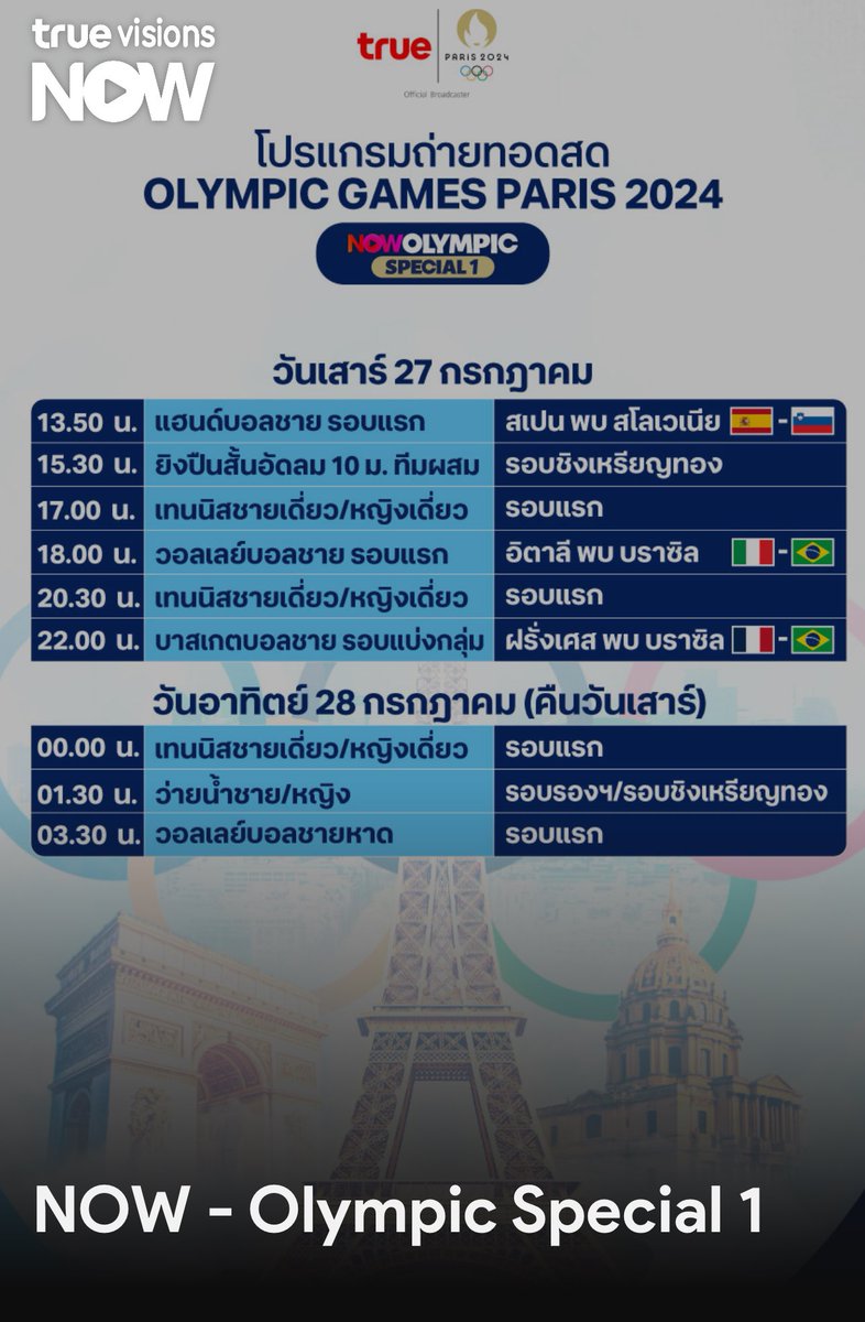 pcypcrptk's tweet photo. ใครดู #โอลิมปิกเกมส์  ผ่าน แอพ ทรูวิชั่นส์นาว โปรแกรมถ่ายทอดตามนี้เลย https://t.co/F7XgZqpEcw