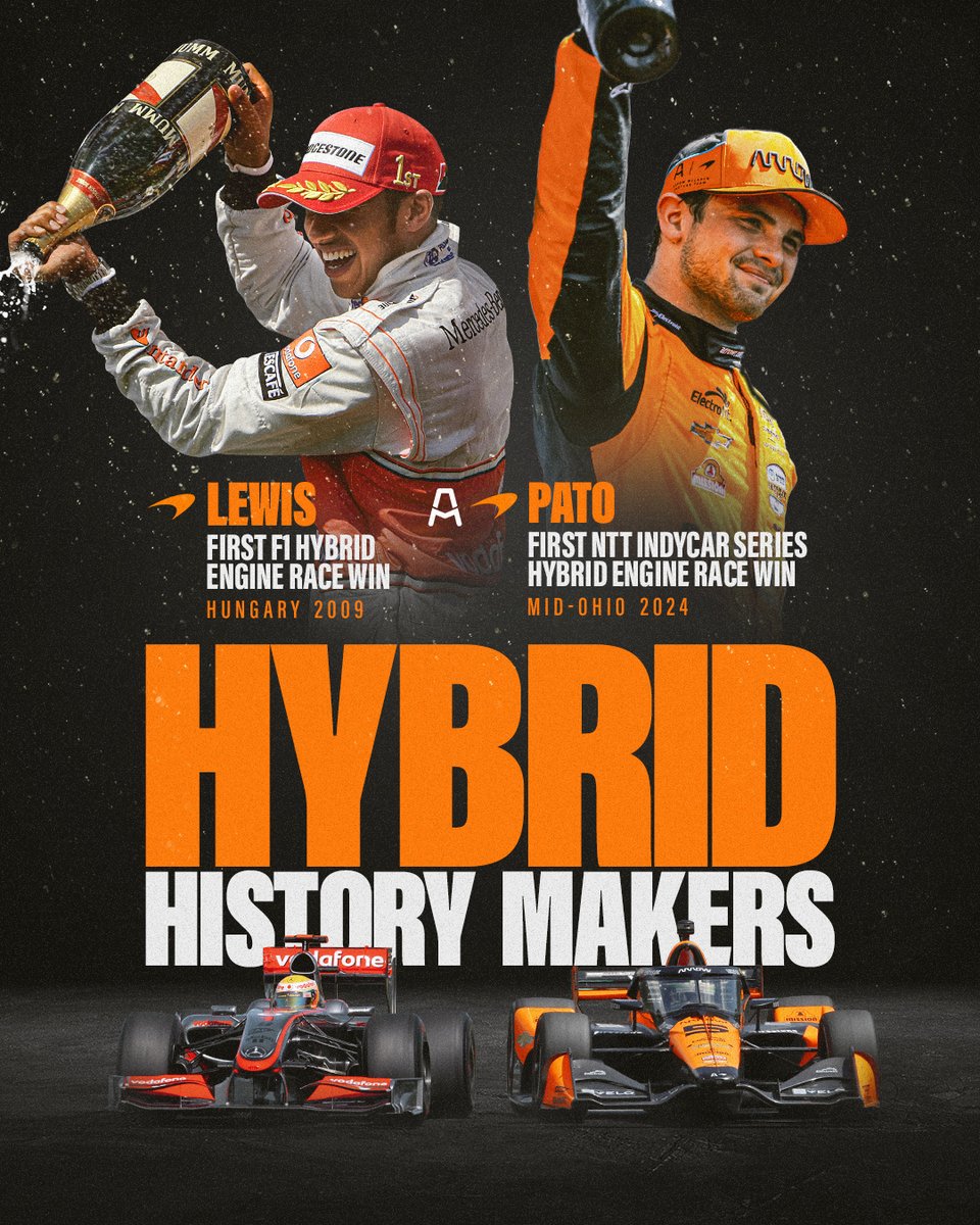 ArrowMcLaren's tweet photo. This has us amped up. 🔋⚡️

15 years ago today, @McLarenF1 and Lewis Hamilton made electrifying history. This year Pato followed the same current. 😉 https://t.co/tIV0CacezE