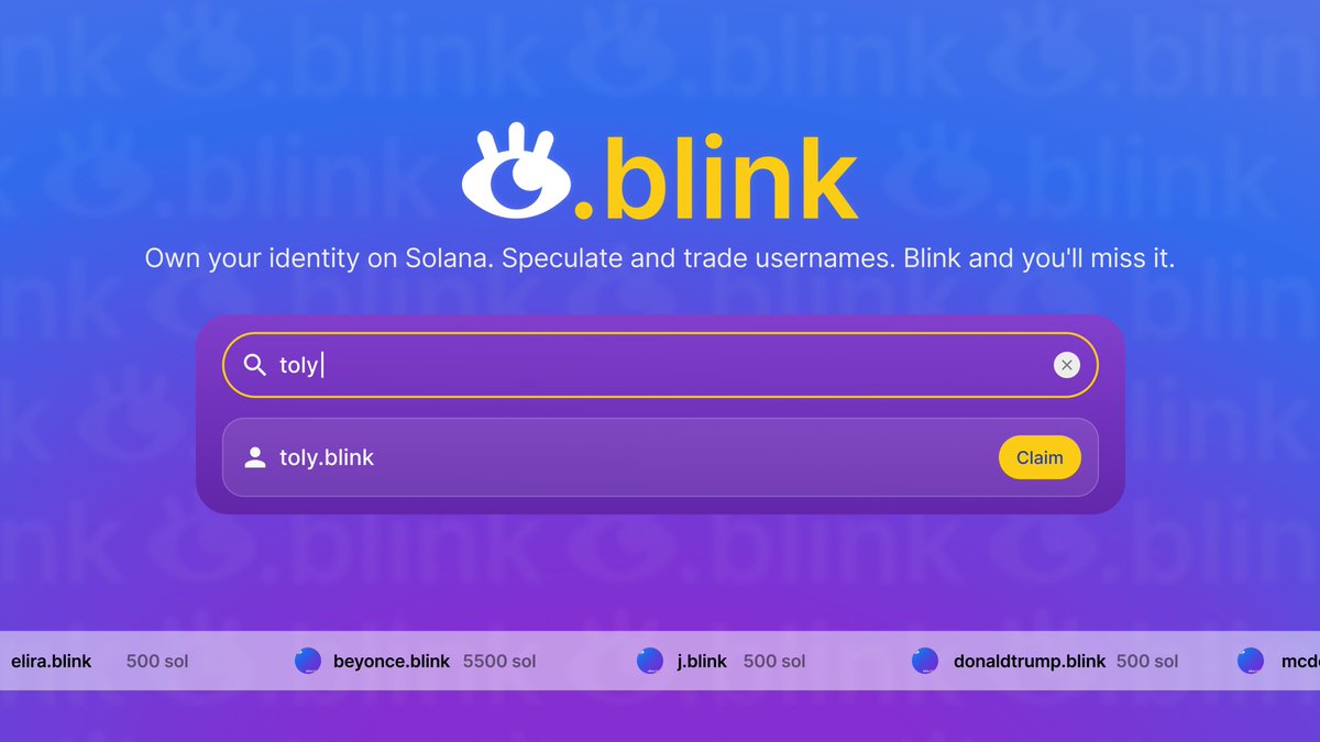 mintdotblink's tweet image. Solana Blinks 🤝 Identity  

Today, we’re launching .blink - your composable identity on @solana 

Claim yours via Solana actions and blinks, powered by  @saydialect 

More details🧵