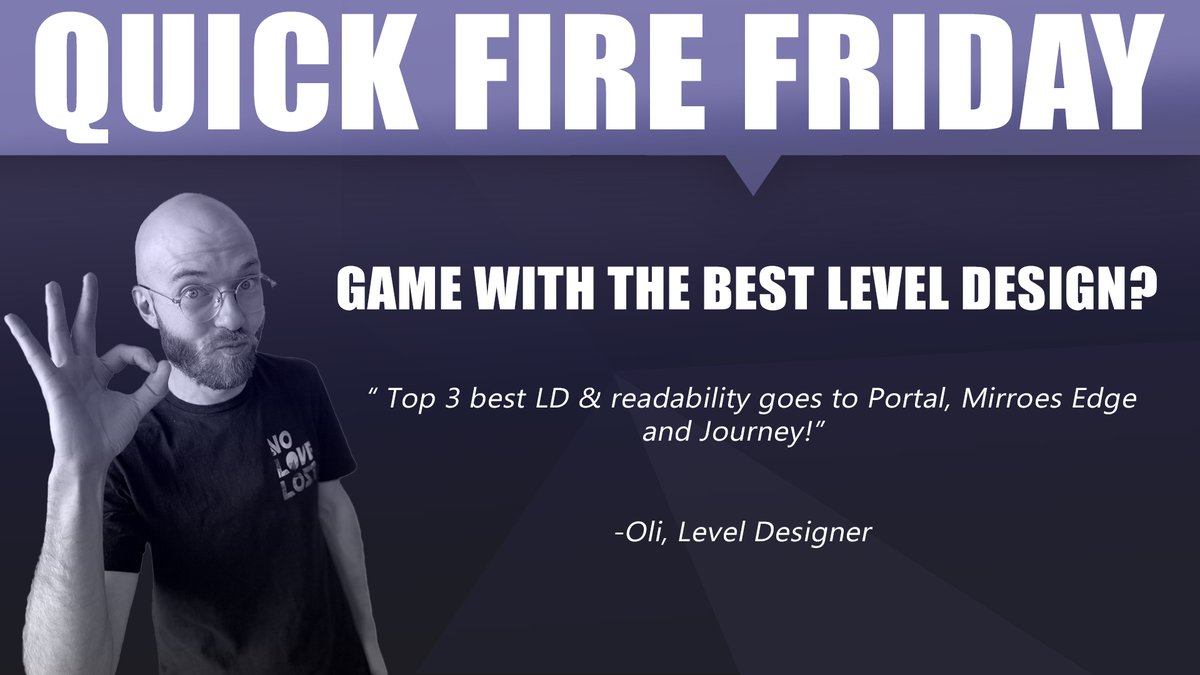 This week's Quick Fire Friday is all about level design and Oli is kicking it off! What games had the best level design you've seen?!

#indiedev #gamedesign