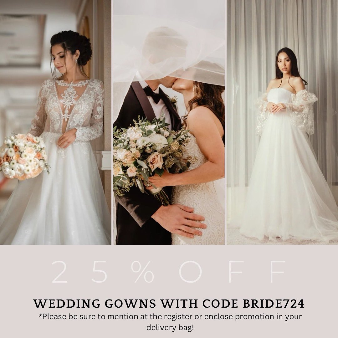 Only a few days left to take advantage of our July promotion! Brides can enjoy 25% off wedding gowns with code BRIDE724! Mention the code at the register or in your delivery bag to receive the discount. 

#bridalgown #weddingdress #summersale #summerwedding