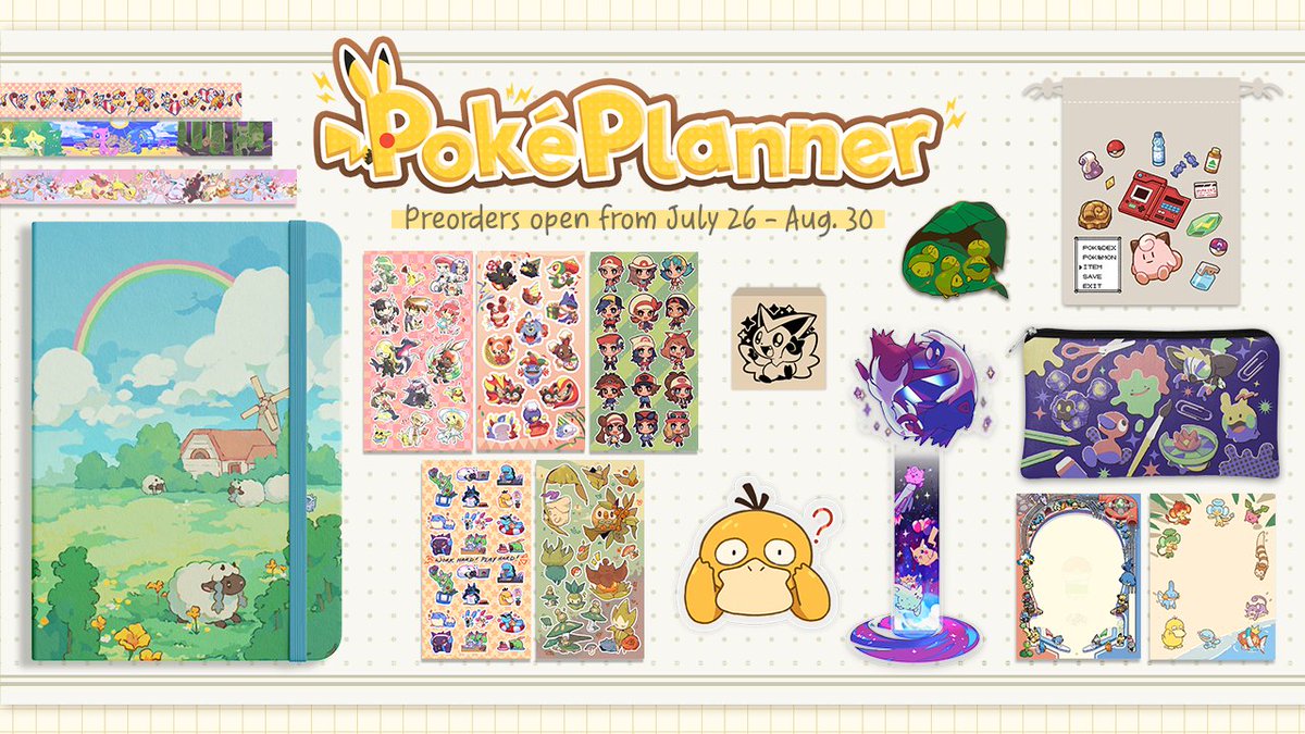 ⚡️Preorders for Pokeplanner are open from July 26 - Aug. 30⚡️

Our A5, 185+ page planner can be used any year and start on any month. The planner features full page illustrations, 12 calendar grids, 60-week spreads, and more!  

Check out our store: 
➡️ pokeplanner.bigcartel.com