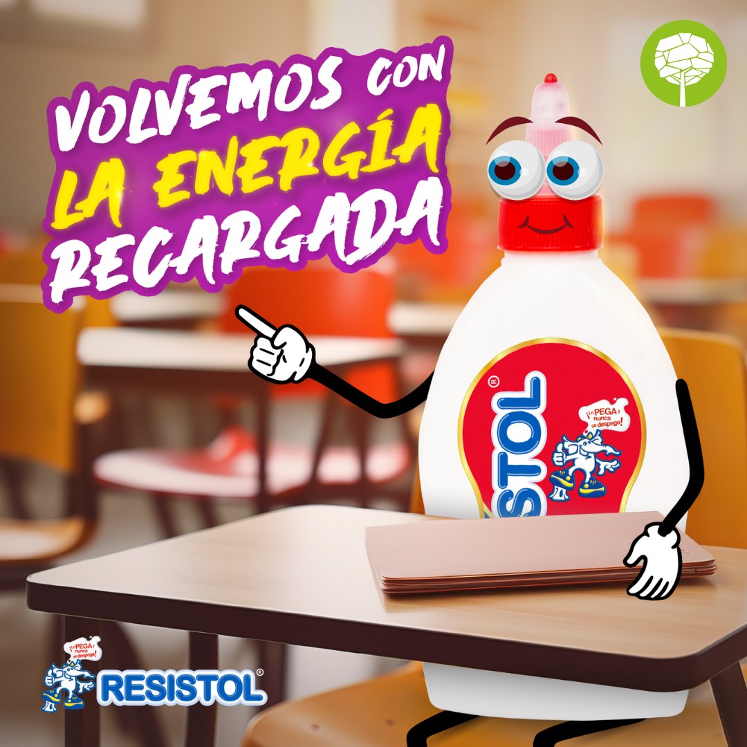 😁¡Recargados de energía para las mejores notas con el pegamento blanco Resistol! La fórmula perfecta para tus proyectos escolares 🤗