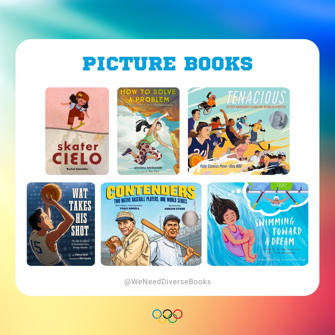 <a href="/LaurieHernandez/">Laurie Hernandez</a> @msbeautifique <a href="/ClaireCashmore/">Claire Cashmore MBE PLY</a> <a href="/thecreativefox/">Sharon Davey</a> <a href="/mindadentler/">Minda Dentler</a> <a href="/Poodle_Soup/">Stephanie Dehennin</a> PICTURE BOOKS

🛹 “Skater Cielo” by Rachel Katstaller
🧗‍♀️ “How to Solve a Problem” by Ashima Shiraishi &amp; <a href="/yaoxiaoart/">Yao Xiao 要烧</a>
🏅 “Tenacious” by Patty Cisneros Prevo &amp; <a href="/DionMbd/">DionMBD</a>
🏀 “Wat Takes His Shot” by <a href="/CherylTKim/">Cheryl Kim</a> &amp; <a href="/NatIwata/">Nat Iwata</a>

(Titles/credits continued ⬇️)