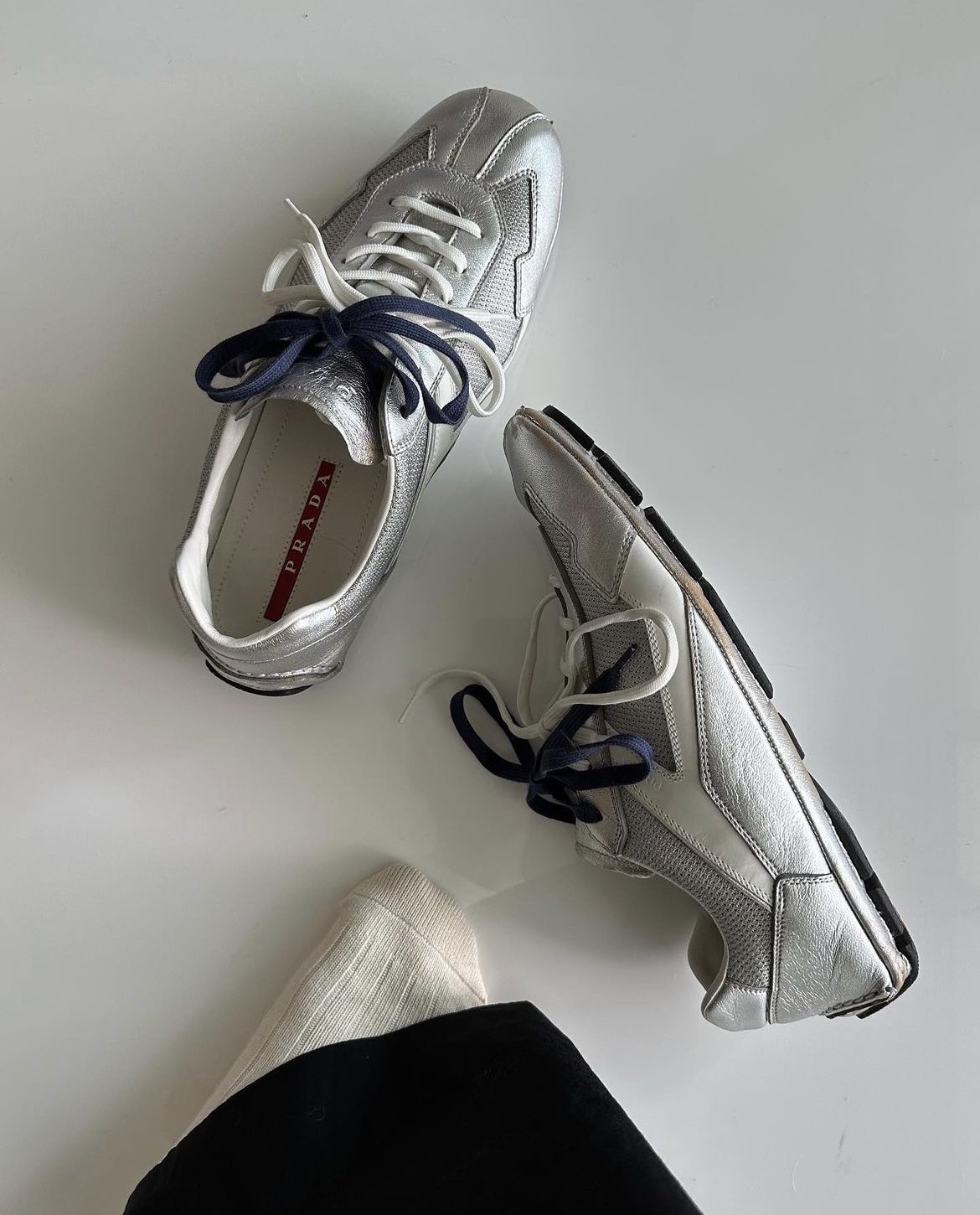 prada archive monte-calro kahki×grey Low trainers Prada Grey size 11 US in Suede - 40113210