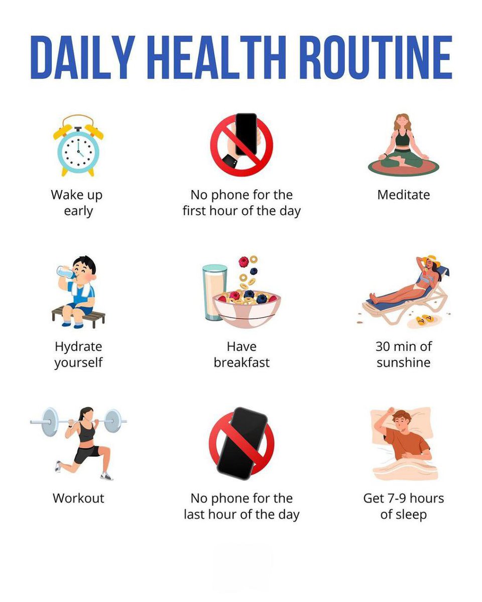 InvWisdom's tweet photo. Daily Health Routine 👇 https://t.co/3XogZO051D