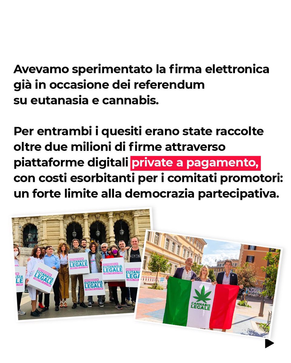 Piu_Europa's tweet photo. È finalmente online la piattaforma digitale, pubblica e gratuita per la raccolta firme di referendum e leggi di iniziativa popolare. È una vittoria di +Europa e di chi negli anni ha lottato assieme a noi per questa causa di democrazia, per permettere ai cittadini di partecipare e decidere.

La piattaforma è già online: puoi firmare per il Referendum sull’autonomia differenziata e sul Rosatellum. Speriamo di usarla presto per altre iniziative referendarie, per conquistare libertà, diritti e riforme.