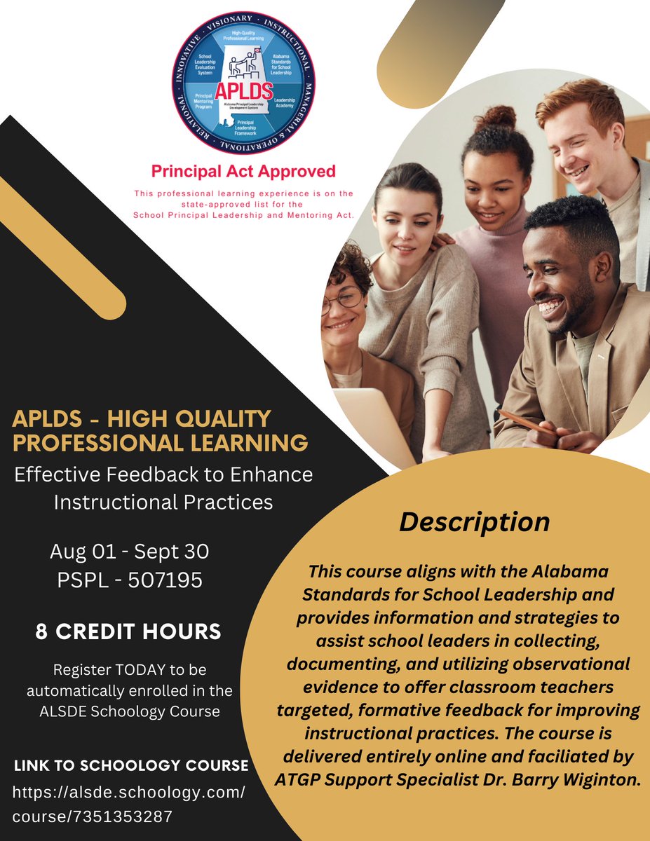 UNA Inservice Center (@unainservice) on Twitter photo Attention all Principals and Assistant Principals seeking <a href="/ALPrincipals/">Alabama Principal Leadership Development System</a>-approved professional learning sessions for credit toward the stipend. Two online asynchronous sessions are now available starting soon! Please see the attached flyers for more information! Attention all Principals and Assistant Principals seeking <a href="/ALPrincipals/">Alabama Principal Leadership Development System</a>-approved professional learning sessions for credit toward the stipend. Two online asynchronous sessions are now available starting soon! Please see the attached flyers for more information!