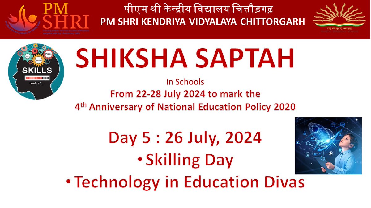 k_vidyalay_cor's tweet photo. Shiksha Saptah: Learning Today, Leading Tomorrow
Day 5: Skilling and Digital Initiative Day
#ShikshaSaptah
#4thAnniversaryCelebration
#CelebratingKnowledge
#NEP2020
#PMShriSchools
#NipunBharat https://t.co/SCUTWUeMbx