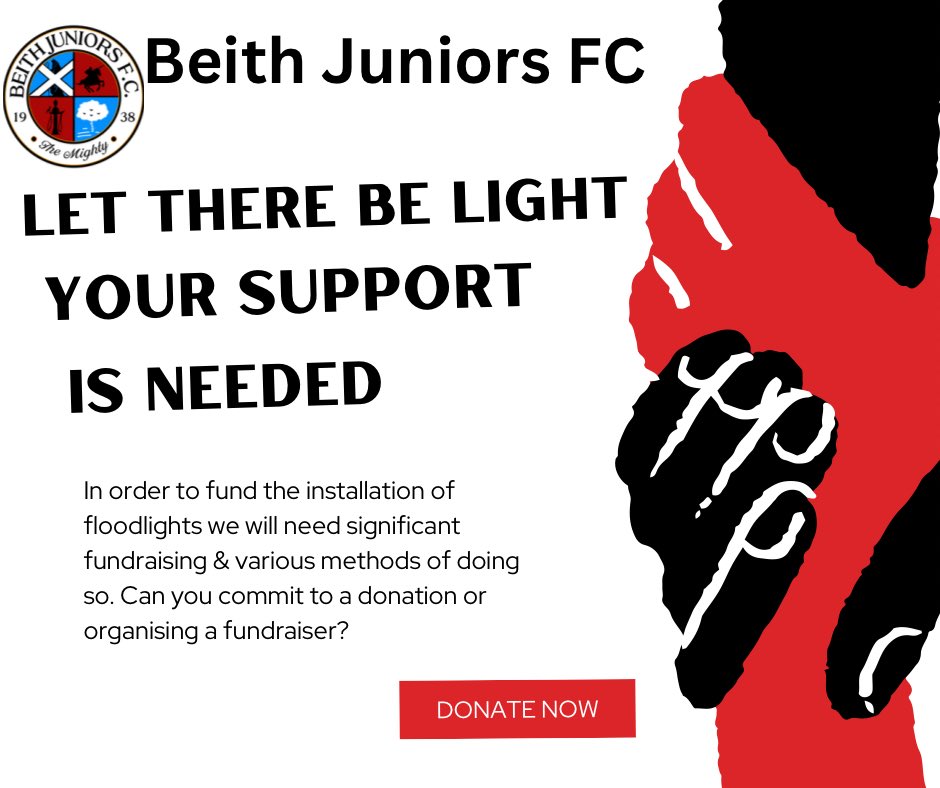 💡 LET THERE BE LIGHT 💡

The Committee can confirm that this week we submitted our Application for Membership of the Scottish FA. 

To fund the installation of floodlights, a fundraiser has been opened.

justgiving.com/crowdfunding/b…