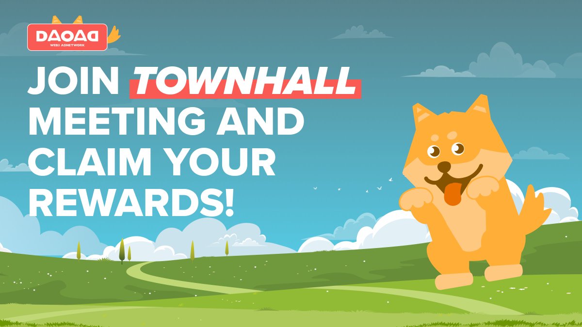 DAOAD_web3's tweet photo. 🔥Join our First Townhall Meeting to get rewards🔥
DAOAD will shape a new era of Ad network with transparency &amp; fairness!
Why don't we build it together?
The early supporters have more chance to #ReviewToEarn
✅Follow our account
✅Like &amp; Repost this post
See you soon. https://t.co/yTFdg8fd45