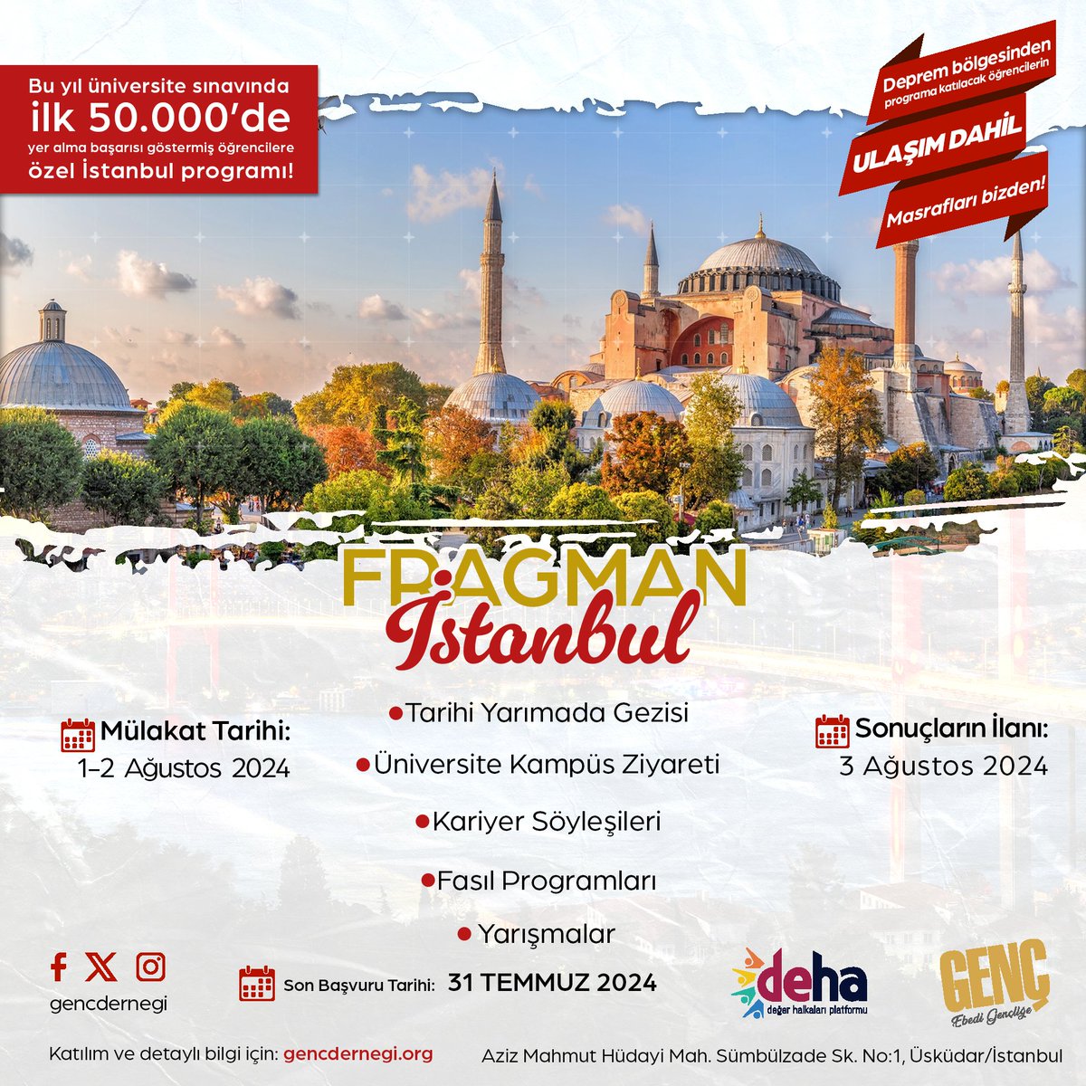 🟥 FRAGMAN İSTANBUL PROJESİ TARİHİ GÜNCELLENDİ!

SON BAŞVURU: 31 TEMMUZ 2024
SONUÇLARIN İLANI: 3 AĞUSTOS 2024