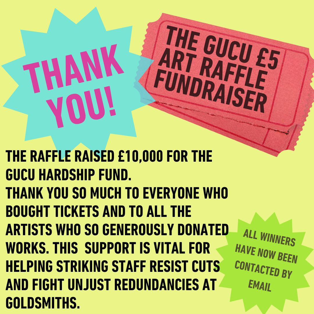 Huge shout out to all artists who gave work to our art raffle &amp; to you for splashing cash to support our relentless fight against brutal redundancies.