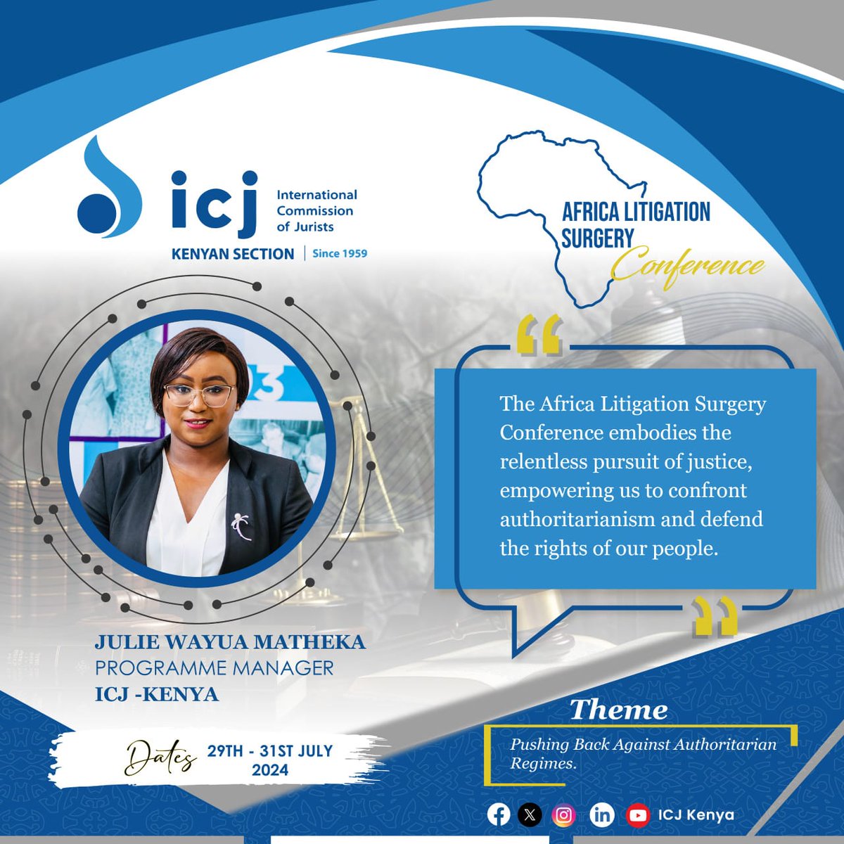 ICJKenya's tweet photo. The Africa Litigation Surgery Conference embodies the relentless pursuit of justice, empowering us to confront authoritarianism and defend the rights of our people. #ALSConference #ICJKenya https://t.co/4uce9iGyHO