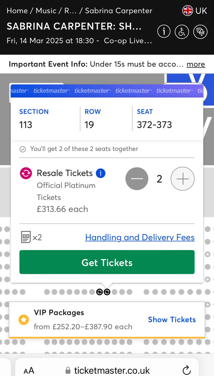 What an absolute joke #Ticketmaster is these days! £626 for 2 resale seats this morning others sold out 🤬🤣🤣🤣