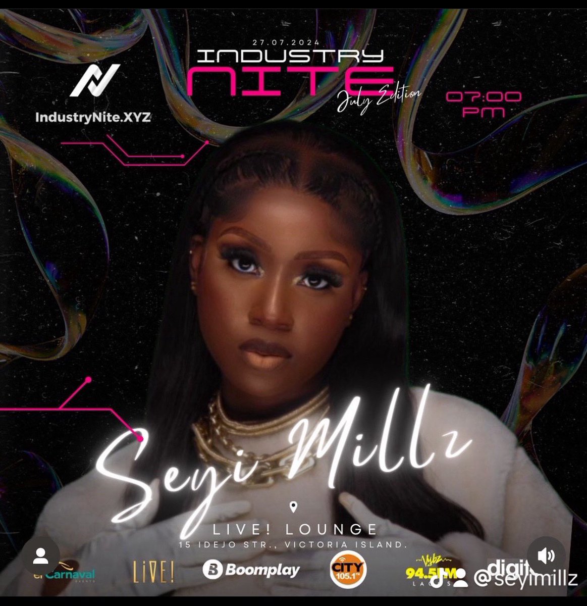 seyimillz's tweet photo. Seyi Millz will be performing live @industrynite July edition 

Prepare for the heat 🚀

You don’t want to miss it 

Keep streaming TGIF IN LAGOS 

https://t.co/53qjN5zzJ4 https://t.co/iZWGS0trc2