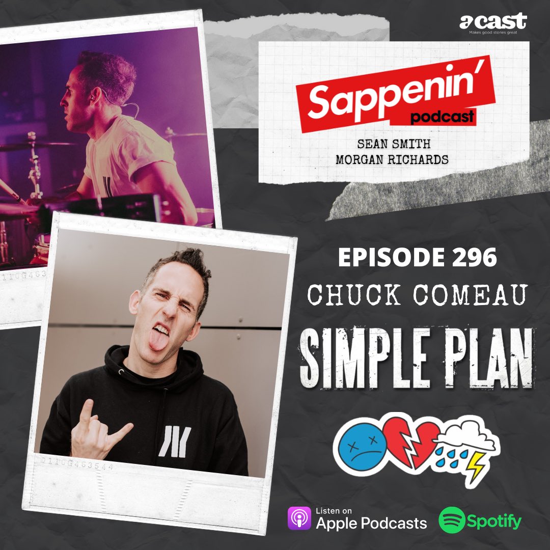 Sappenin’ Podcast (@sappeninpod) on Twitter photo Episode 296 with @ChuckComeau 🖤
The @SimplePlan drummer talks secrets from the bands 25th anniversary, pop punk legacy, scene rivalries, I’m Just A Kid memes, touring castles with <a href="/AvrilLavigne/">Avril Lavigne</a> and more! 🥁
Available NOW on all platforms! 🎧
Listen: Fanlink.tv/SappeninPod 👈🏻 Episode 296 with @ChuckComeau 🖤
The @SimplePlan drummer talks secrets from the bands 25th anniversary, pop punk legacy, scene rivalries, I’m Just A Kid memes, touring castles with <a href="/AvrilLavigne/">Avril Lavigne</a> and more! 🥁
Available NOW on all platforms! 🎧
Listen: Fanlink.tv/SappeninPod 👈🏻