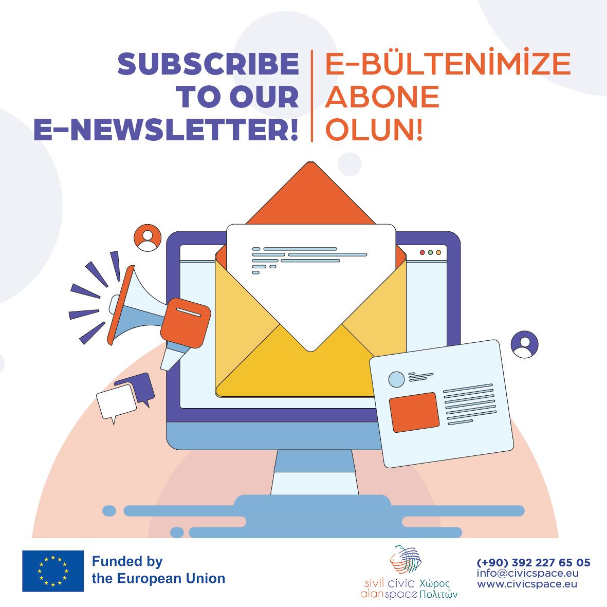 📧Sivil Alan'ın düzenlediği etkinliklerden ve desteklerden haberdar olmak için e-bültenimize abone olun!

📧Subscribe to our newsletter to stay informed about Civic Space events and support opportunities.
👉eepurl.com/hEY2fv