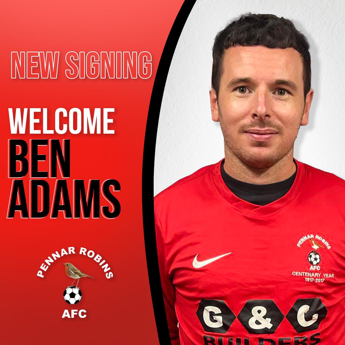 No.3️⃣ - Ben Adams. ✍️

Ben was a prolific player for us in the 2019/20 season in which he scored 36 goals.

Ben moved onto Lawrenny before two  successful seasons at Goodwick United.

Another great addition to our ever growing squad.

Welcome back, Ben! 🤝

#UpTheRobins 🔴⚫️